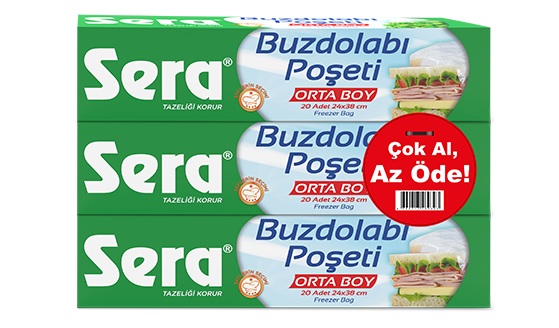 SERA Buzdolabı Poşeti ÇokAl AzÖde 20 Orta Boy 60 Adet