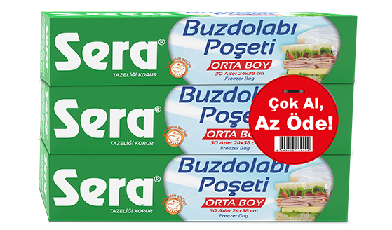 SERA Buzdolabı Poşeti ÇokAl AzÖde 30 Orta Boy 90 Adet